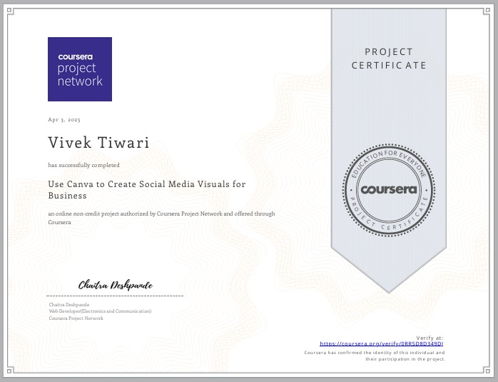 Home canva post creation certificate by coursera